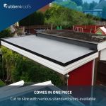One piece ClassicBond EPDM membrane on an extension roof with the text comes in one piece, cut to size