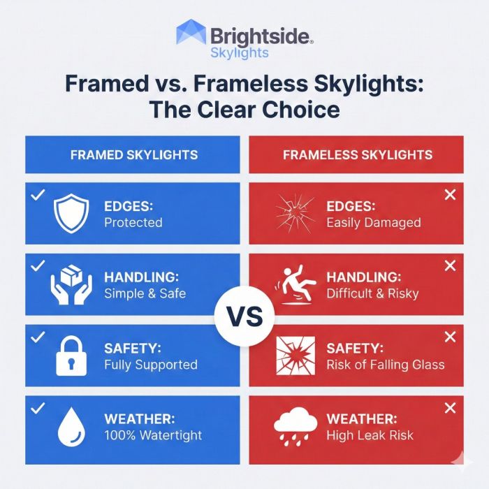 Brightside Skylights | Slimline Flat Glass Fixed Skylights